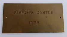 Vintage BISHOPS CASTLE Brass Plaque 1975 Engraved Small Wall Sign