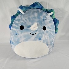 Squishmallow Jerome The Triceratops Plush Toy Dinosaur 16" 41cm Blue Tie Dye