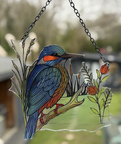 Kingfisher bird stained glass - stained,