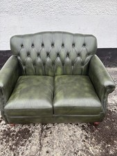 Thomas lloyd 2 Man Vintage Chesterfield Sofa. Green Leather. Great Condition