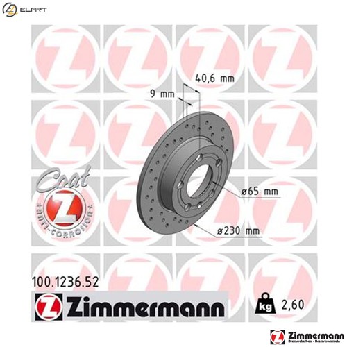 Brake disc 100 1236 - 100.1236.52, for