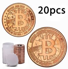 20 x 1oz Bitcoin Crypto Currency Copper Rounds Coins 999 Fine Bullion Tub