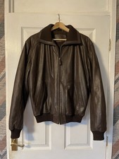 MARKS & SPENCER Men’s Brown Leather Bomber Jacket Size S