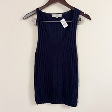Loft Navy Blue Ribbed Knit