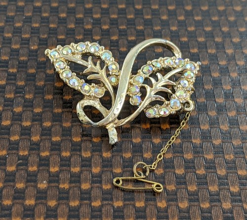 Vintage leaf brooch ab - vintage,