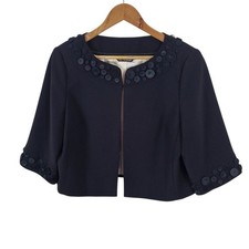 Autograph M&S Bolero Jacket Shrug Embellished Disc Trim Black Size UK 16