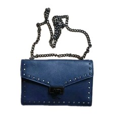NEW Ladies Blue BOSCHA Stud Decor Chain Strap Shoulder Handbag 