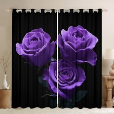Purple Rose Curtains for Girls