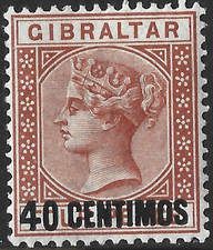 Gibraltar 1889 QV 40c on 4d