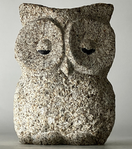 Sleeping owl statue - sleeping, granite