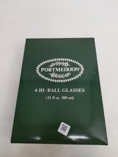 Portmeirion Hi Ball Glasses 6x Boxed Clear Etched Fruit 380ml (ONE Damaged)
