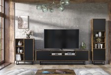 Loft Retro Industrial Living Room Set | Vintage Oak Cabinet & TV Stand