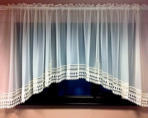 Cream voile net curtain with - curtain,
