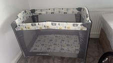 Mothercare Classic Travel Cot Elephants, with Mother Nurture mattress 