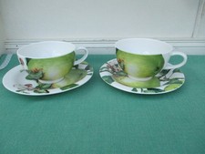 Portmeirion EDEN FRUITS Breakfast Cups and Saucers x 2 - Excellent