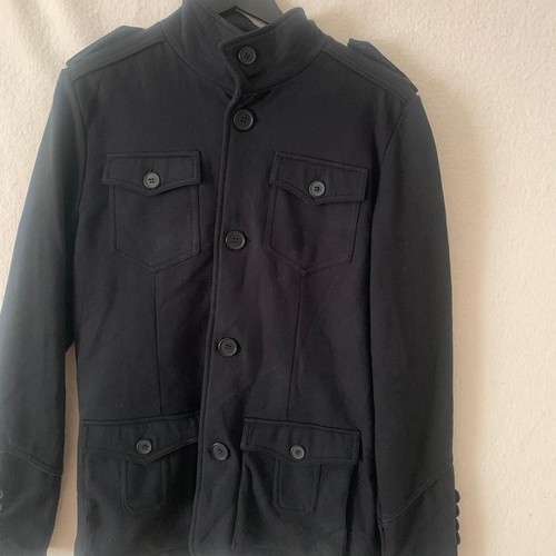 Men medium coat jacket black - coat,