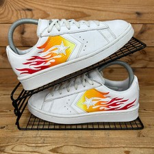 Converse Trainers Womens UK 4.5 White Gold Standard Archive Flame Print Lo Shoes