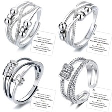 Anti Anxiety Rings Fidget Spinner Rings Adjustable Stress Relief Women Gifts UK