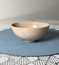 Authentic Japanese pottery Rice Bowl -Textured Glaze, Beige, Zen Style ,Set of 3