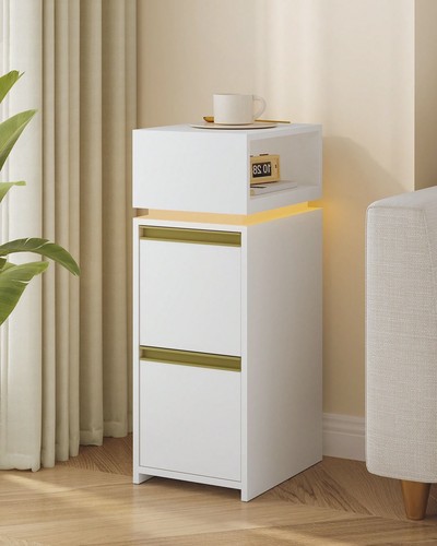 Narrow bedside table with - table, led