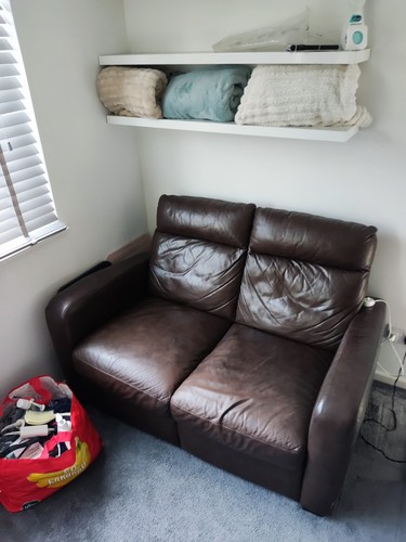 Seater brown leather sofa - leather,