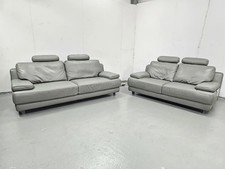 DELIVERY AVAILABLE-Violino Slate Grey Full Leather 3 and 2 Seater Static Sofas