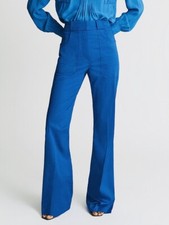 £150 • REISS • Cobalt Blue Loren Flare TALL Trousers Sz 4 UK. W25”L32,5”.BNWT