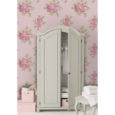Pink set of cute shabby chic roses self-adhesive green and pink wall mural