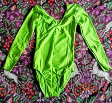 Sexy shiny lime green Katz long sleeve leotard size 8 10 size 3 men women