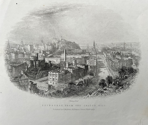 1855 antique print edinburgh - 1855,
