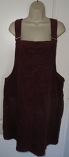 Womens🦋NEW LOOK🦋dark red pockets cord dungaree dress size 18