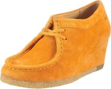 NEW CLARKS ORIGINALS YARRA BEE Orange Apricot  SUEDE  MATERIAL WEDGE BOOTS UK 4