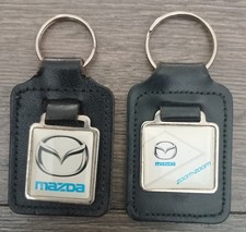 MAZDA Leather Keyring Blue Mazda writing 