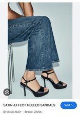 Zara Satin Black Sandal Heels