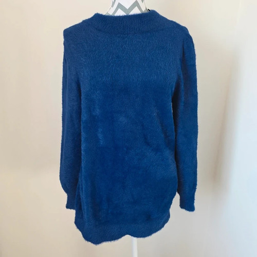 Blue fluffy peacocks jumper