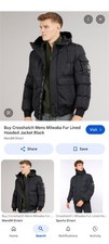 Crosshatch Mens Milwaka Fur Lined Hooded Jacket Black Medium Brand New with Tags