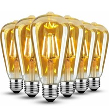 6PCS LED Vintage Edison Light Bulb Edison E27 Screw Bulb 4W(40W Equivalent) ST64