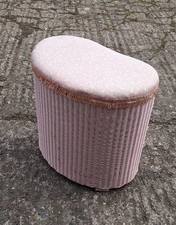 VINTAGE PINK LLOYD LOOM  LAUNDRY BASKET STORAGE with SEAT  vintage bedroom stool