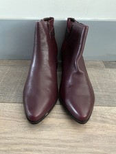 ALFANI STEP FLEX Burgundy Leather Zipped Chunky Heel Ankle Boots Size US 9.5 M