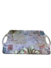 French Inspired Large Melamine serving tray with handles. 30 x 48cms.