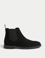 Marks & Spencer Mens Black Leather Ankle Boots - M&S