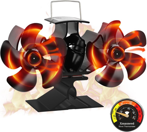 Dual log burner fan - burner, blades