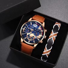Men Watch Brown Leather Strap