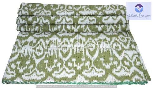 Indian ikat print queen kantha - indian,