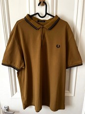 GENUINE FRED PERRY POLO SHIRT SIZE XXL BROWN WITH BLACK TRIM