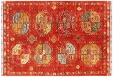 Afghan Ziegler Khorjin Ariana Rug 130x200 Hand Knotted Grey Striped