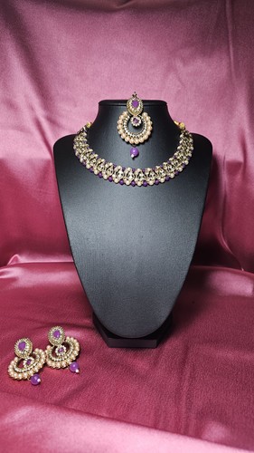 Kundan choker necklace set - kundan,