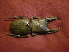 Vintage Antique Bronze Chinese Japanese Stag Atlas Beetle Figure Okimono
