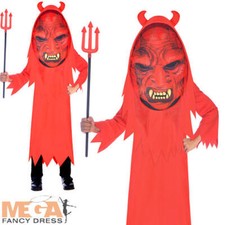 Big Head Devil Boys Fancy Dress Demon Halloween Horror Kids Childrens Costume 