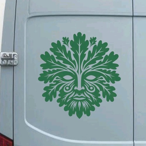 Green man oak vinyl decal - green,
